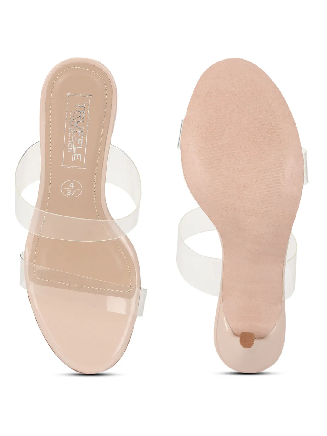 Nude Patent Perspex Clear Stiletto Mules