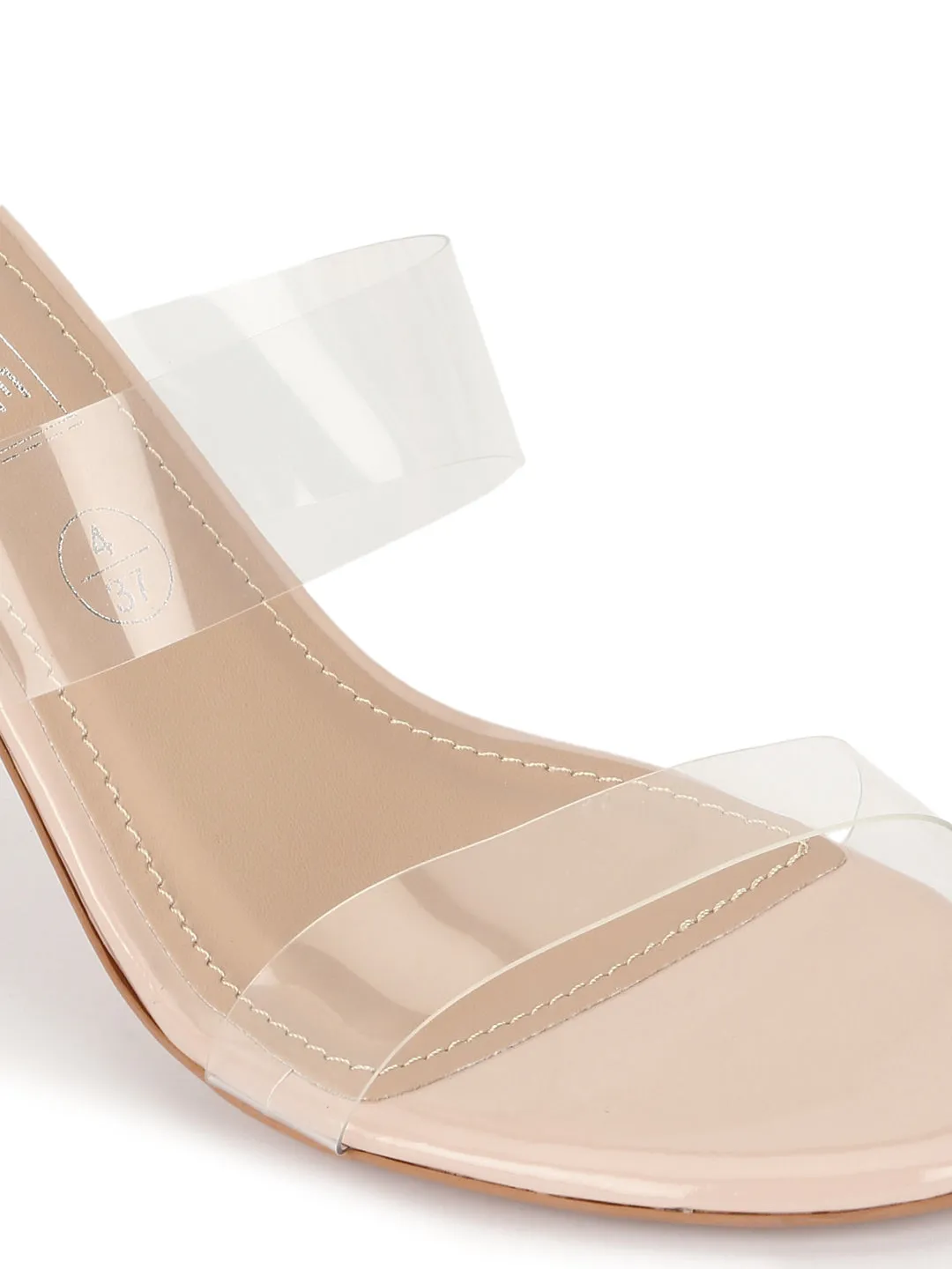 Nude Patent Perspex Clear Stiletto Mules