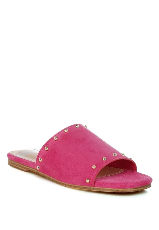 Odalia Soft Suede Leather Studded Flats