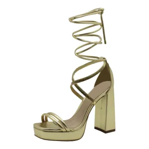 Open Toe Ankle Tie Up Platform Heels