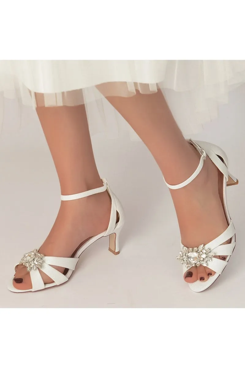 Open Toe Glitter Toe Ankle Strap Hollow-out Stiletto Heels