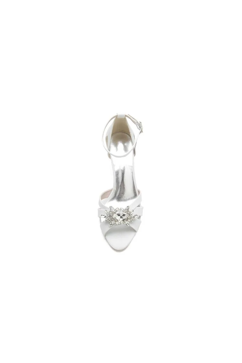 Open Toe Glitter Toe Ankle Strap Hollow-out Stiletto Heels