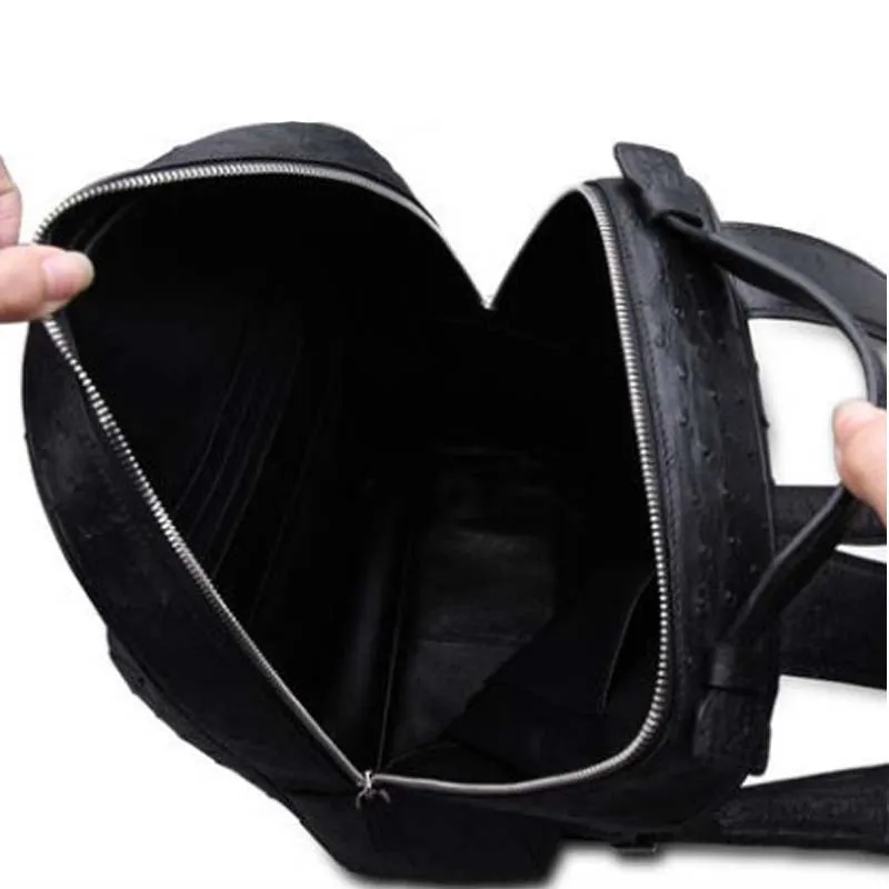 Ostrich Leather Buckle Detail Backpack
