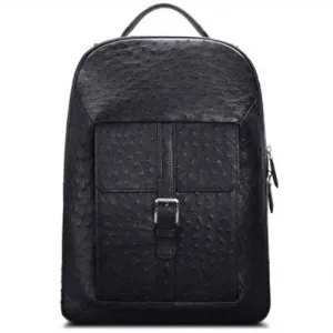 Ostrich Leather Buckle Detail Backpack