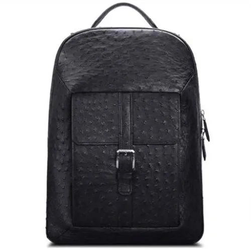 Ostrich Leather Buckle Detail Backpack