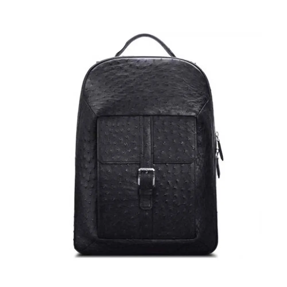 Ostrich Leather Buckle Detail Backpack