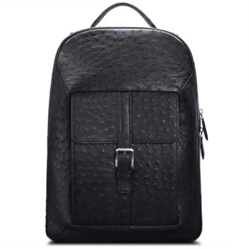 Ostrich Leather Buckle Detail Backpack