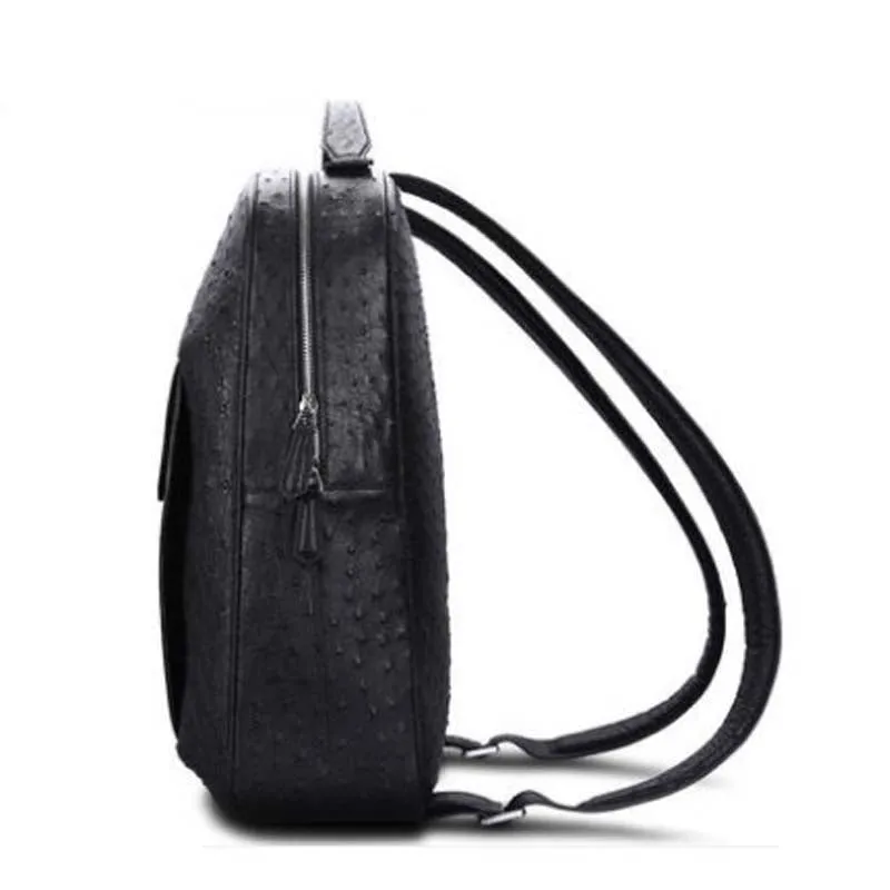 Ostrich Leather Buckle Detail Backpack
