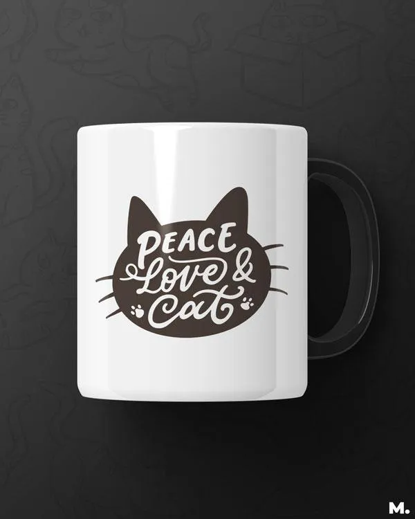 Peace Love Cat printed mugs