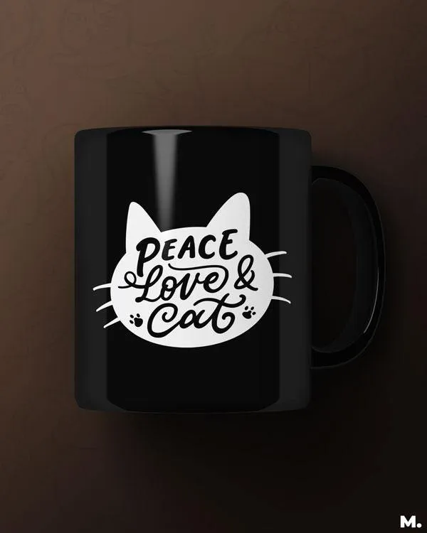 Peace Love Cat printed mugs