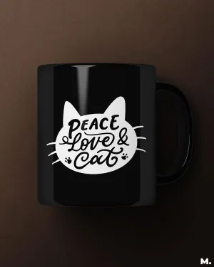 Peace Love Cat printed mugs