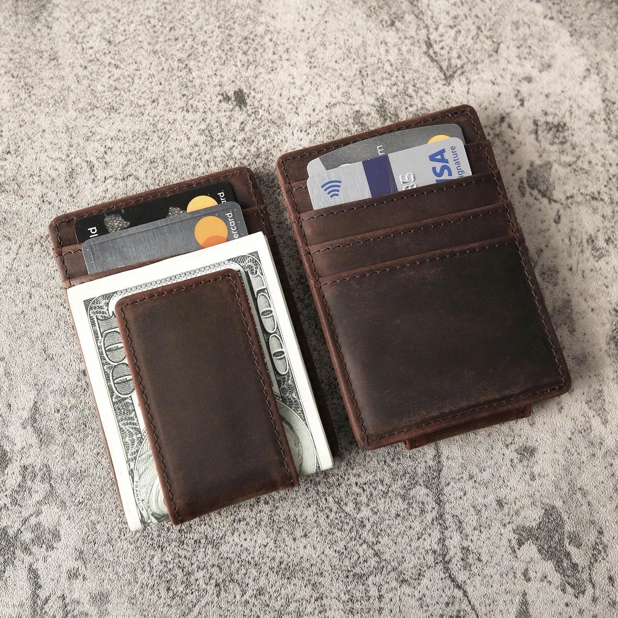 Personalized Leather Magnetic Money Clip for Husband and Boyfriend, Valentines Day gift for him