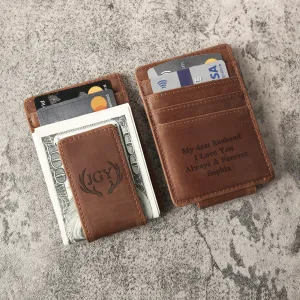 Personalized Leather Magnetic Money Clip for Husband and Boyfriend, Valentines Day gift for him