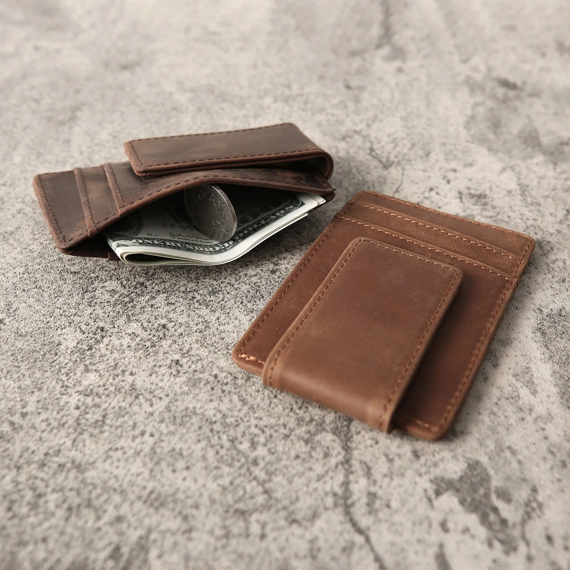 Personalized Leather Magnetic Money Clip for Husband and Boyfriend, Valentines Day gift for him