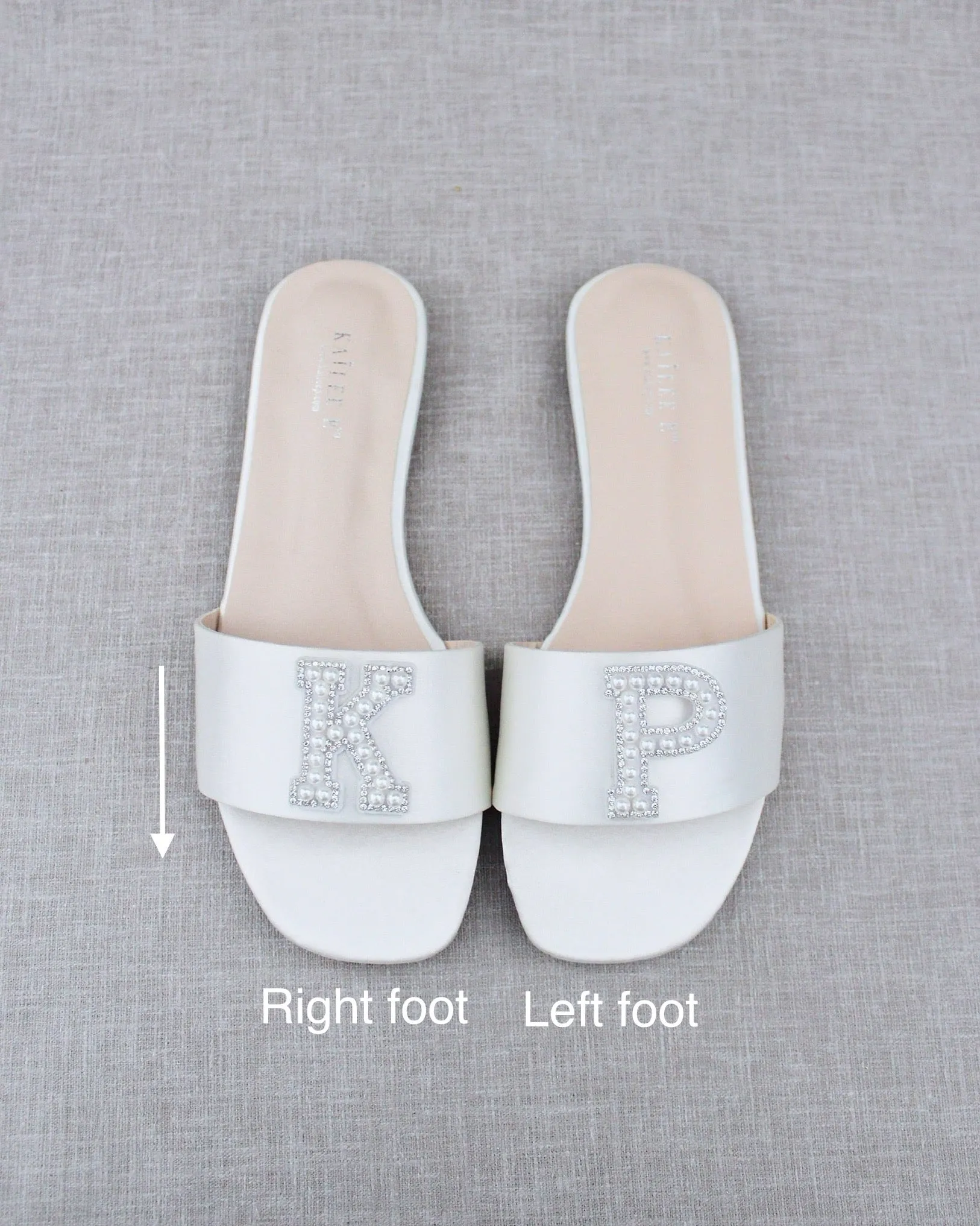 Personalized Satin Slip On Flat Wedding Sandals