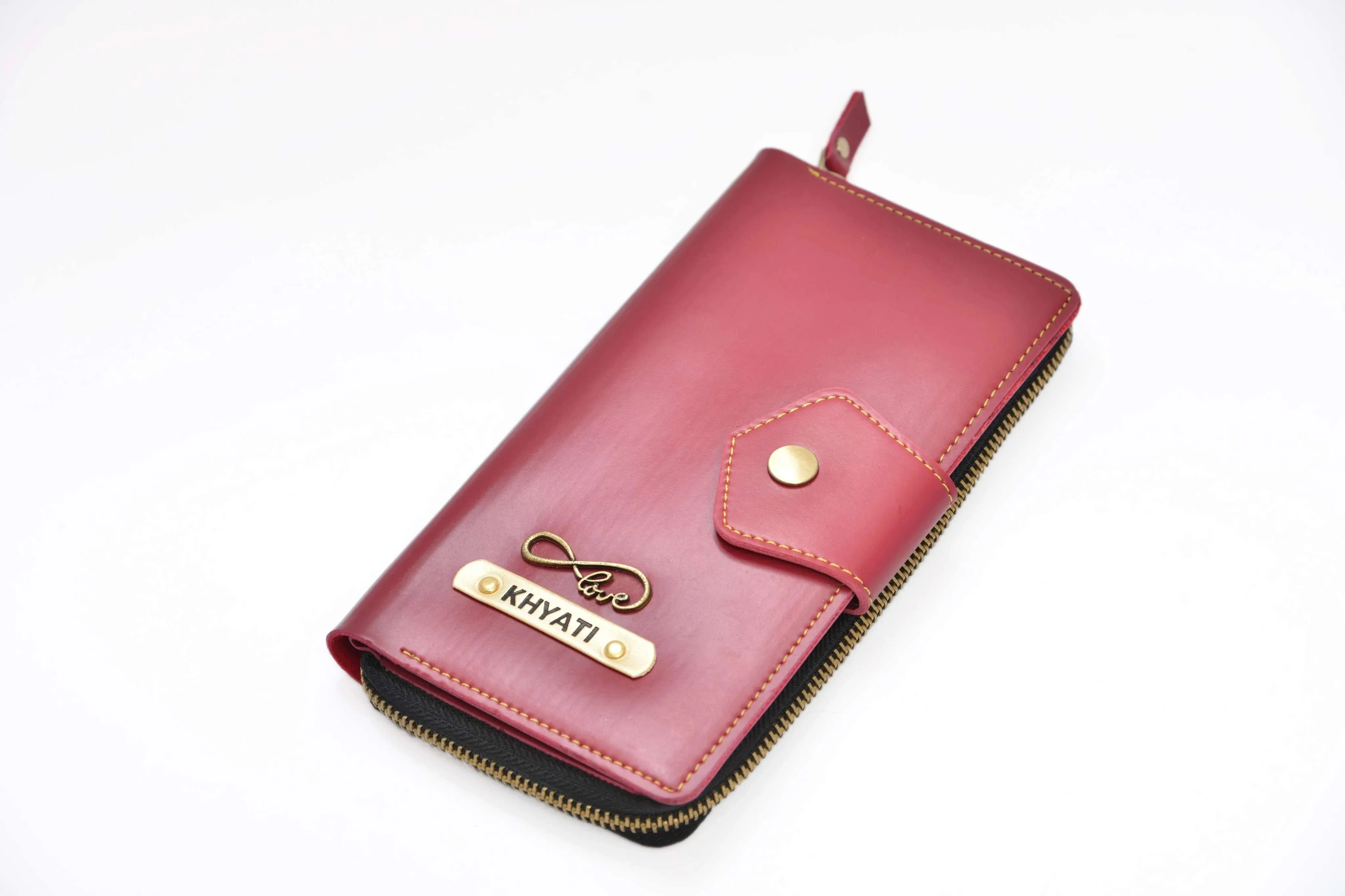 Personalized Zip-around Lady Wallet - Wine