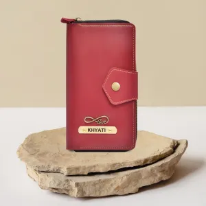 Personalized Zip-around Lady Wallet - Wine