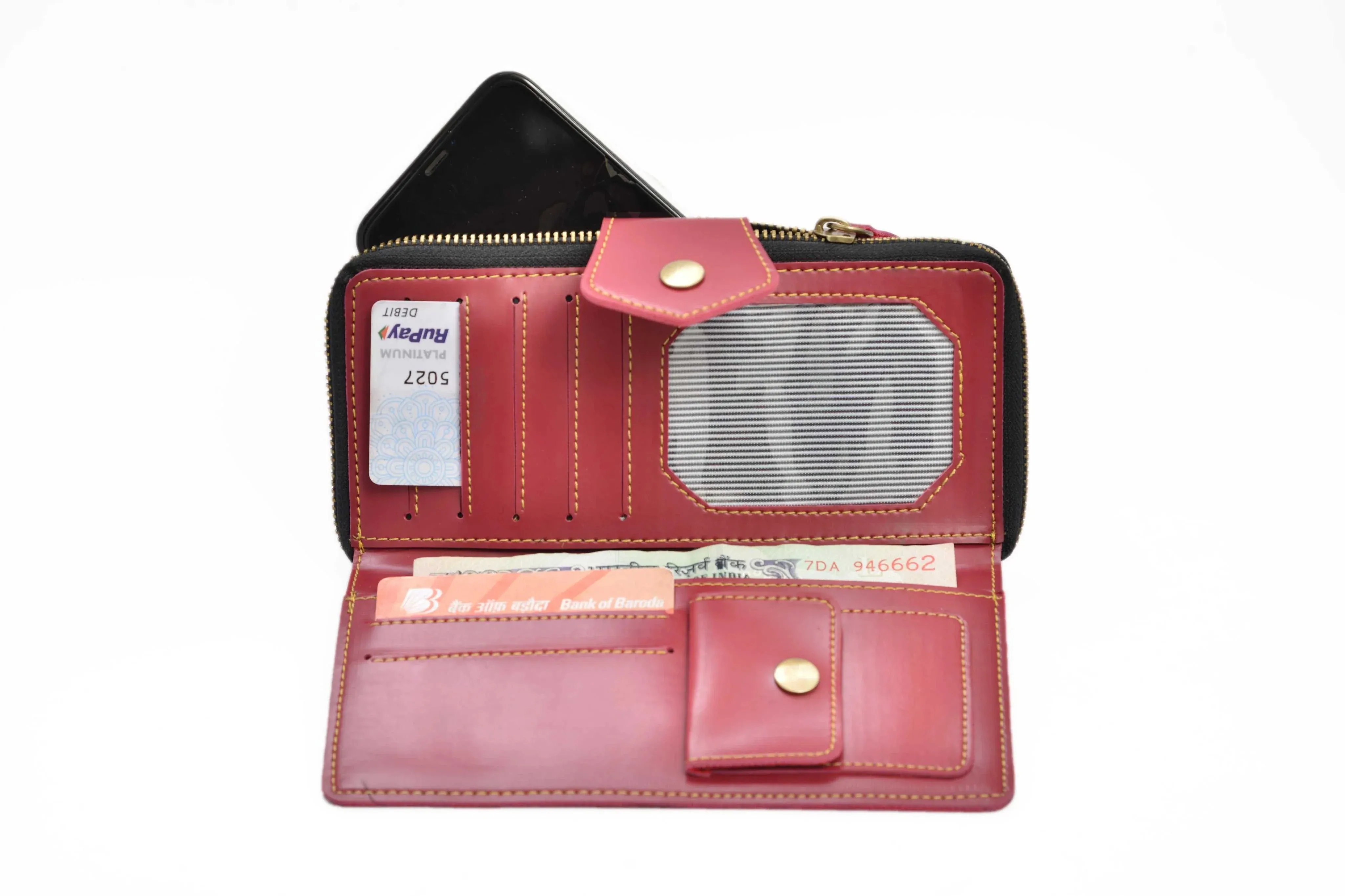 Personalized Zip-around Lady Wallet - Wine