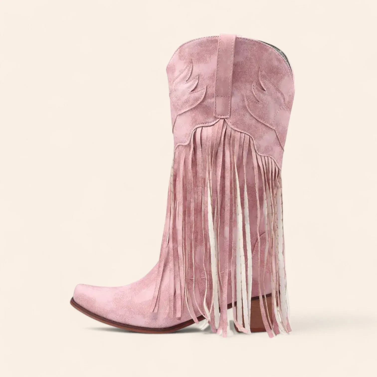 Pink cowboy boots with fringes - Western style - N°71