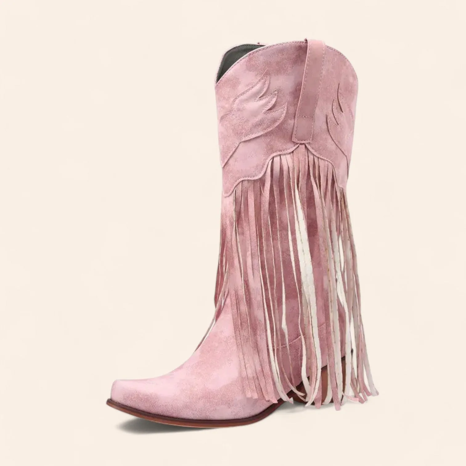 Pink cowboy boots with fringes - Western style - N°71