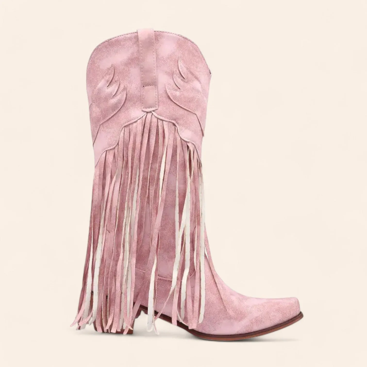 Pink cowboy boots with fringes - Western style - N°71