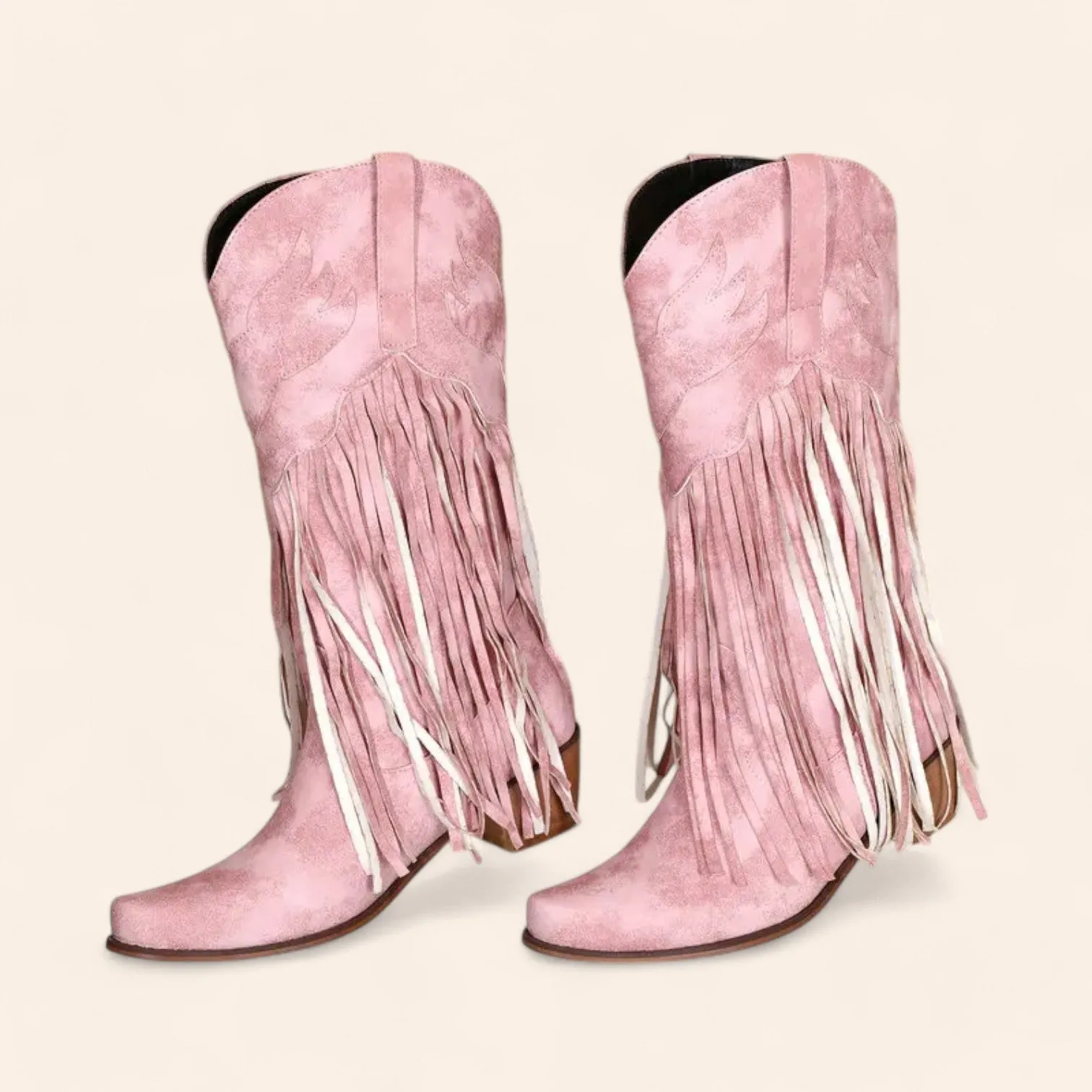 Pink cowboy boots with fringes - Western style - N°71