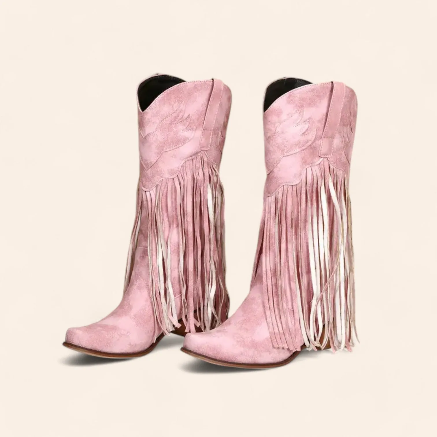 Pink cowboy boots with fringes - Western style - N°71