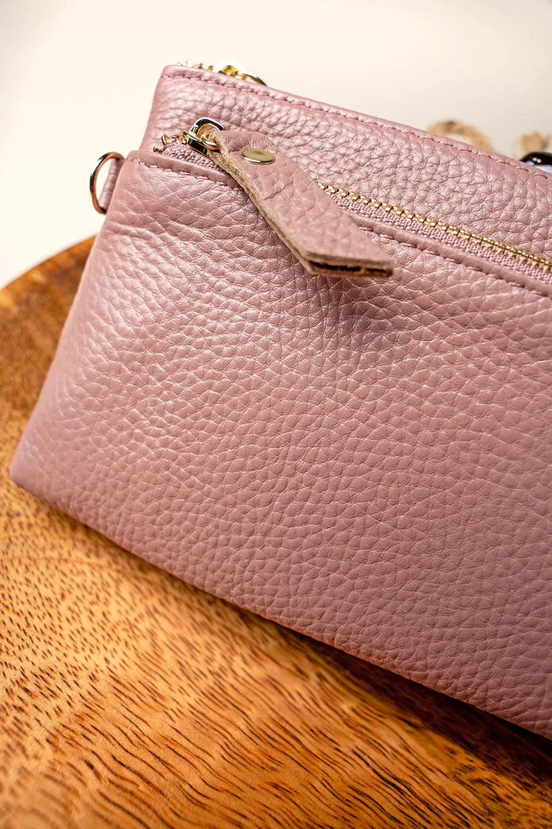 Pink Genuine Leather Renae Wristlet