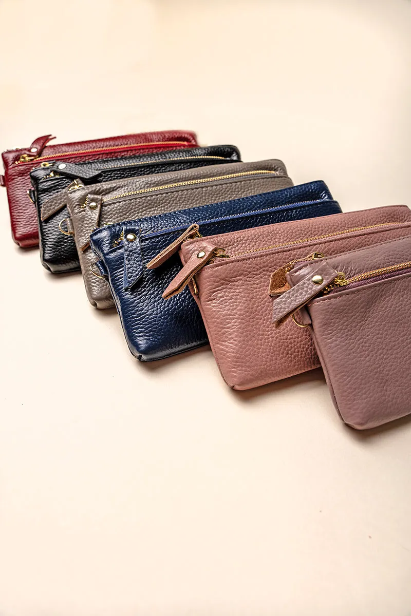 Pink Genuine Leather Renae Wristlet