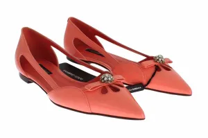 Pink Leather Crystal Flats Loafers Shoes
