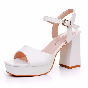 Platform Wedding Shoes Block Heeled Bridal Shoes Party Heels