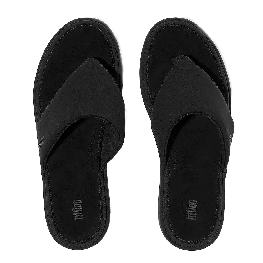 Platform Wedge Toe-Post Sandals (All Black)