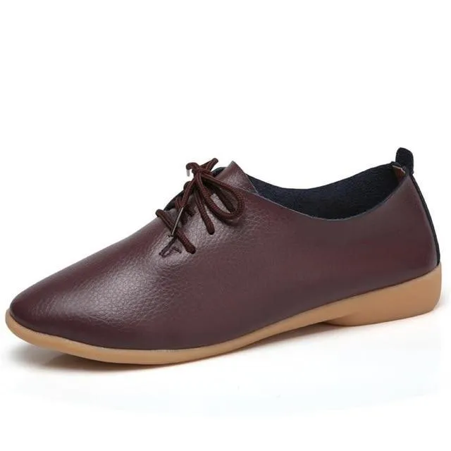 Plus size Loafers Women Shoes Lace up Moccasins Soft Female Ladies Shoes