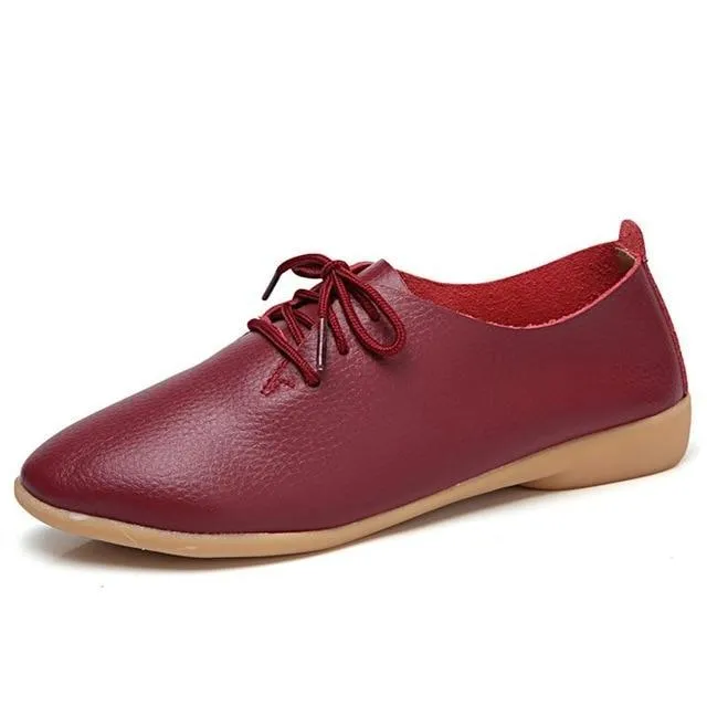Plus size Loafers Women Shoes Lace up Moccasins Soft Female Ladies Shoes