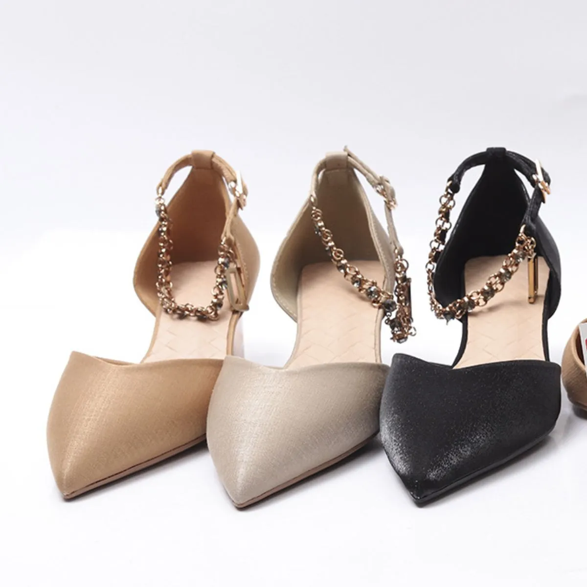 Point Toe Block Heel Pumps