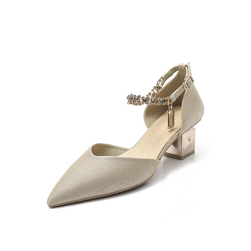 Point Toe Block Heel Pumps