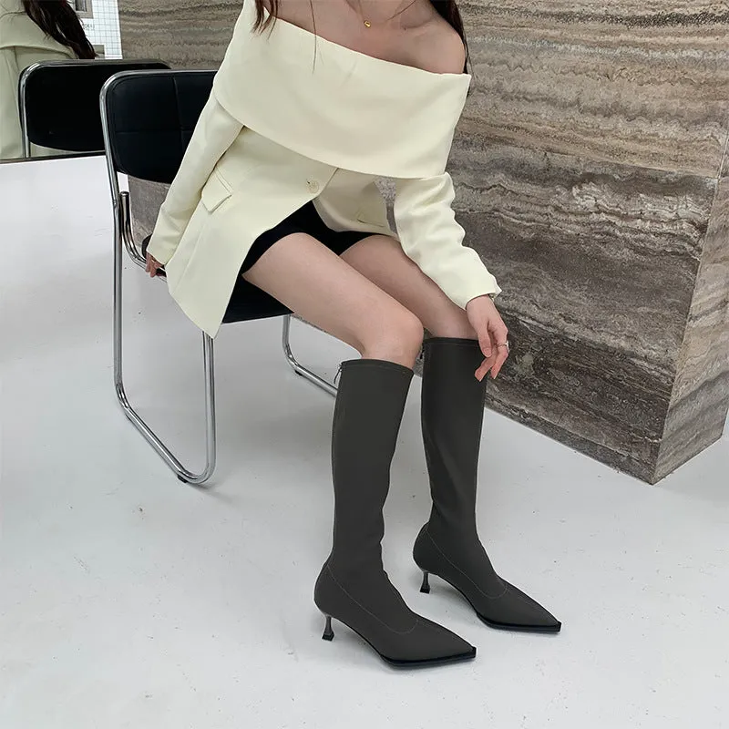 Pointed Toe Below The Knee Boots