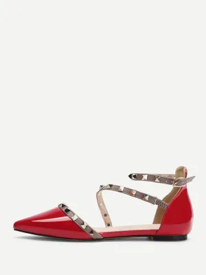 Pointed Toe Studded Decor Flats