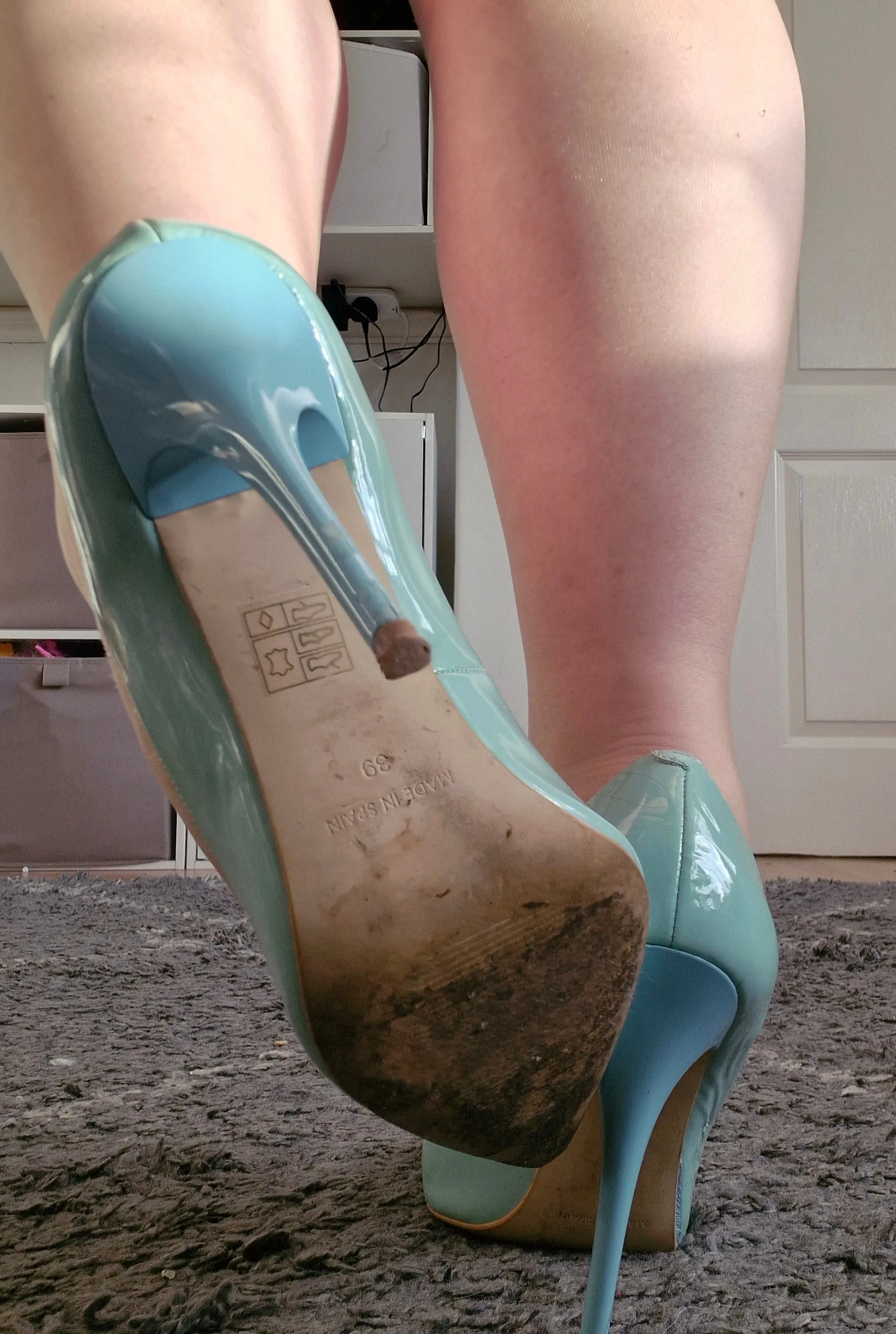 Powder Blue Office Heels / Well Worn / UK6