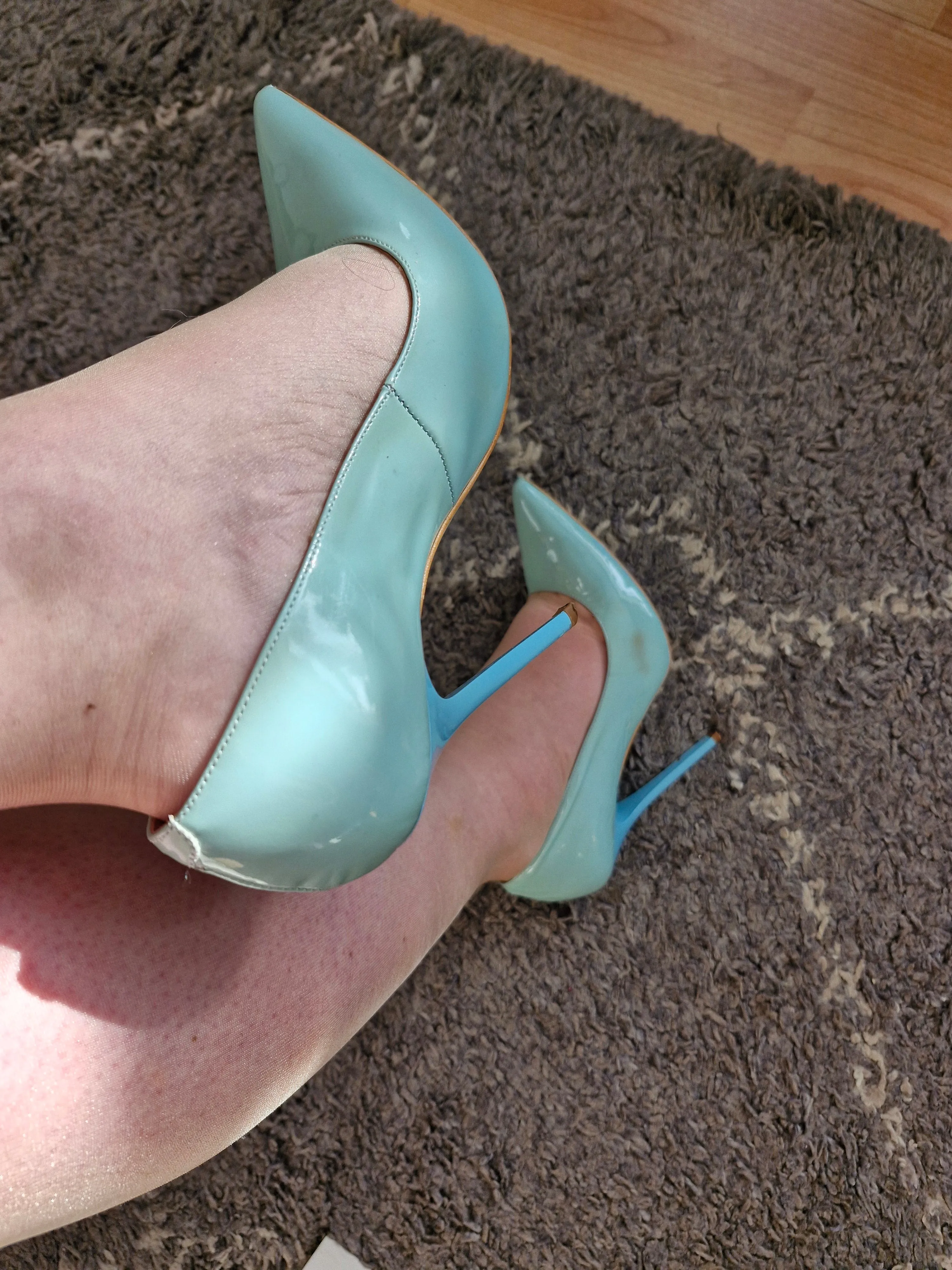 Powder Blue Office Heels / Well Worn / UK6