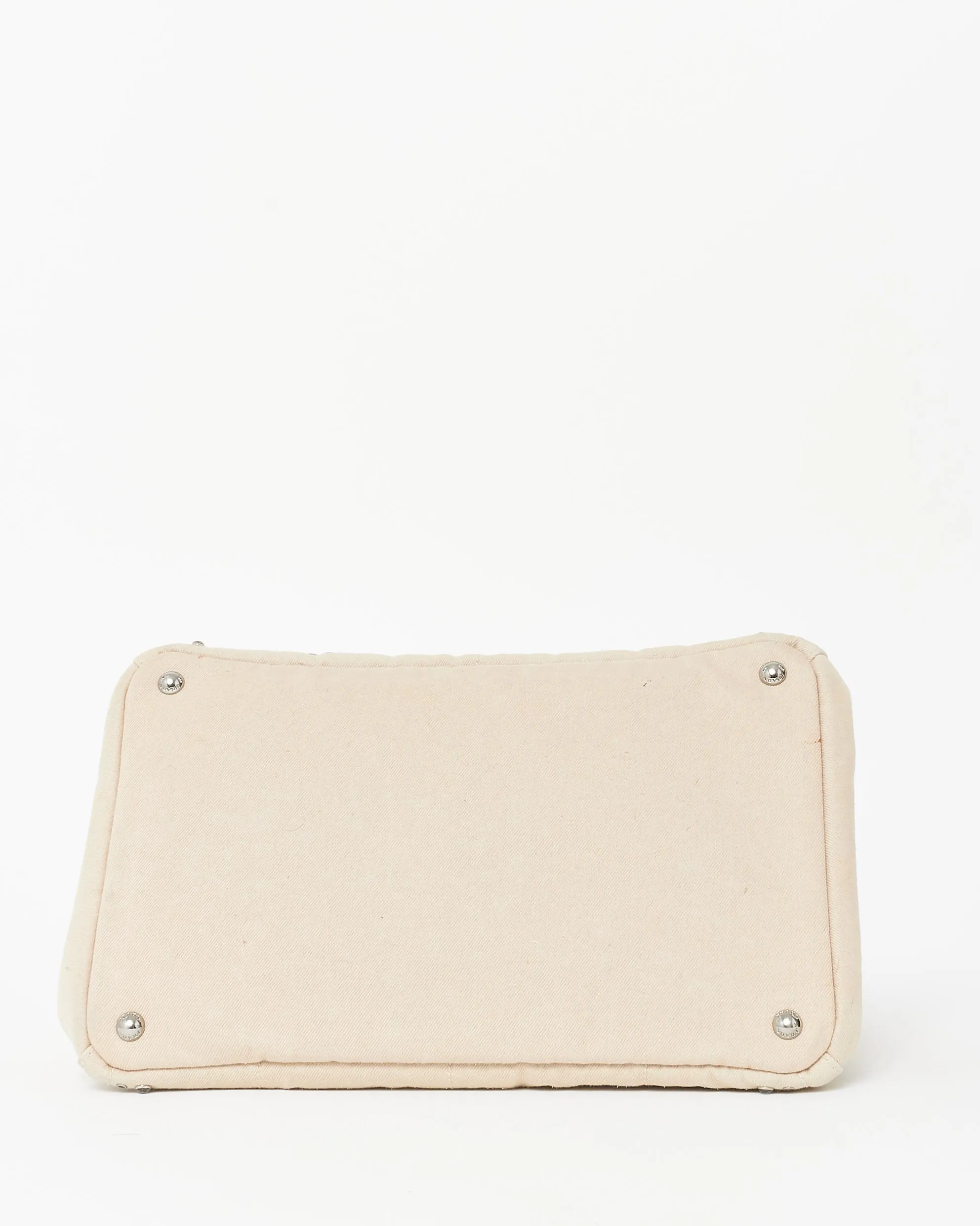 Prada Beige Bijoux Studded Canapa Tote MM