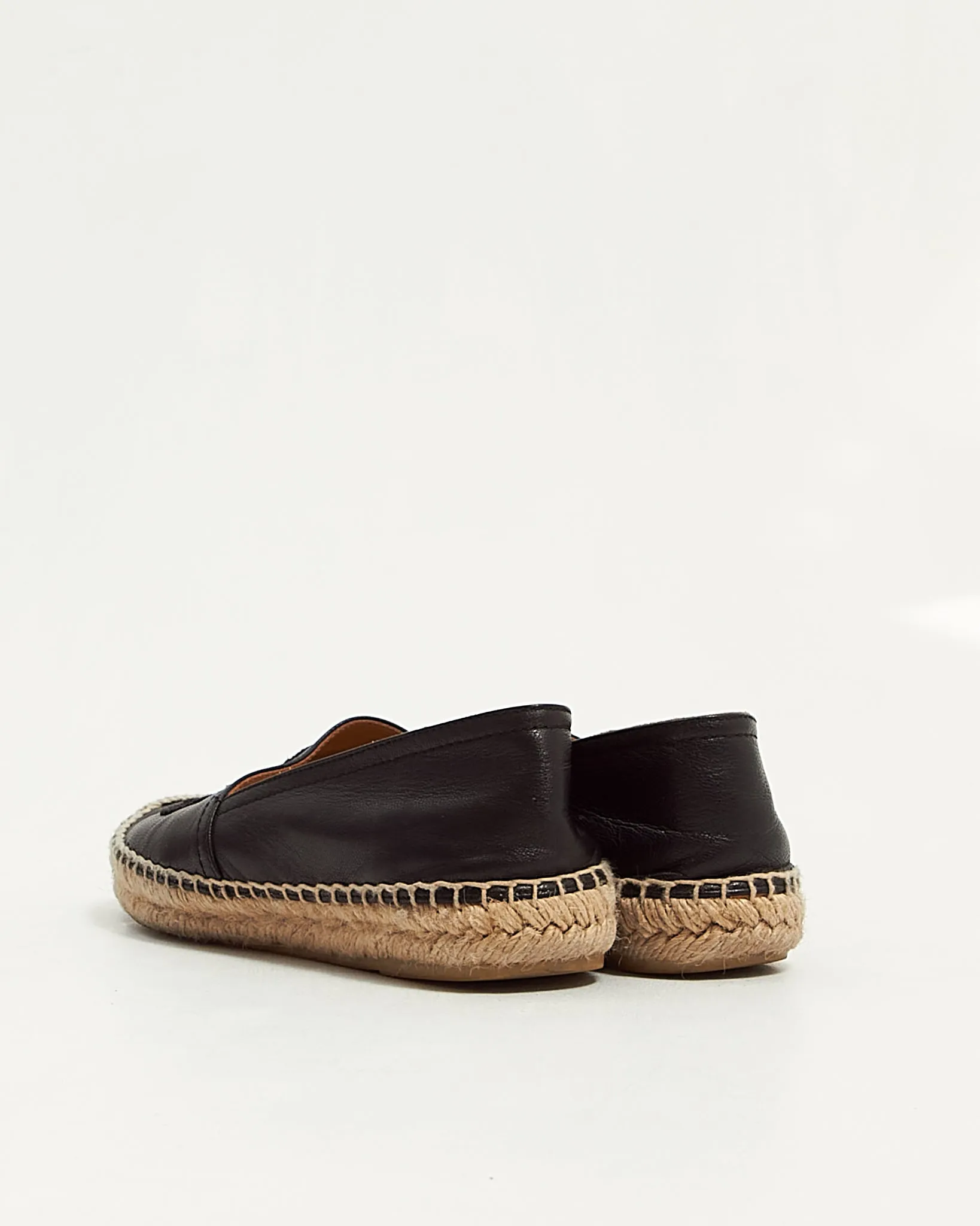 Prada Black Leather Logo Espadrilles - 36