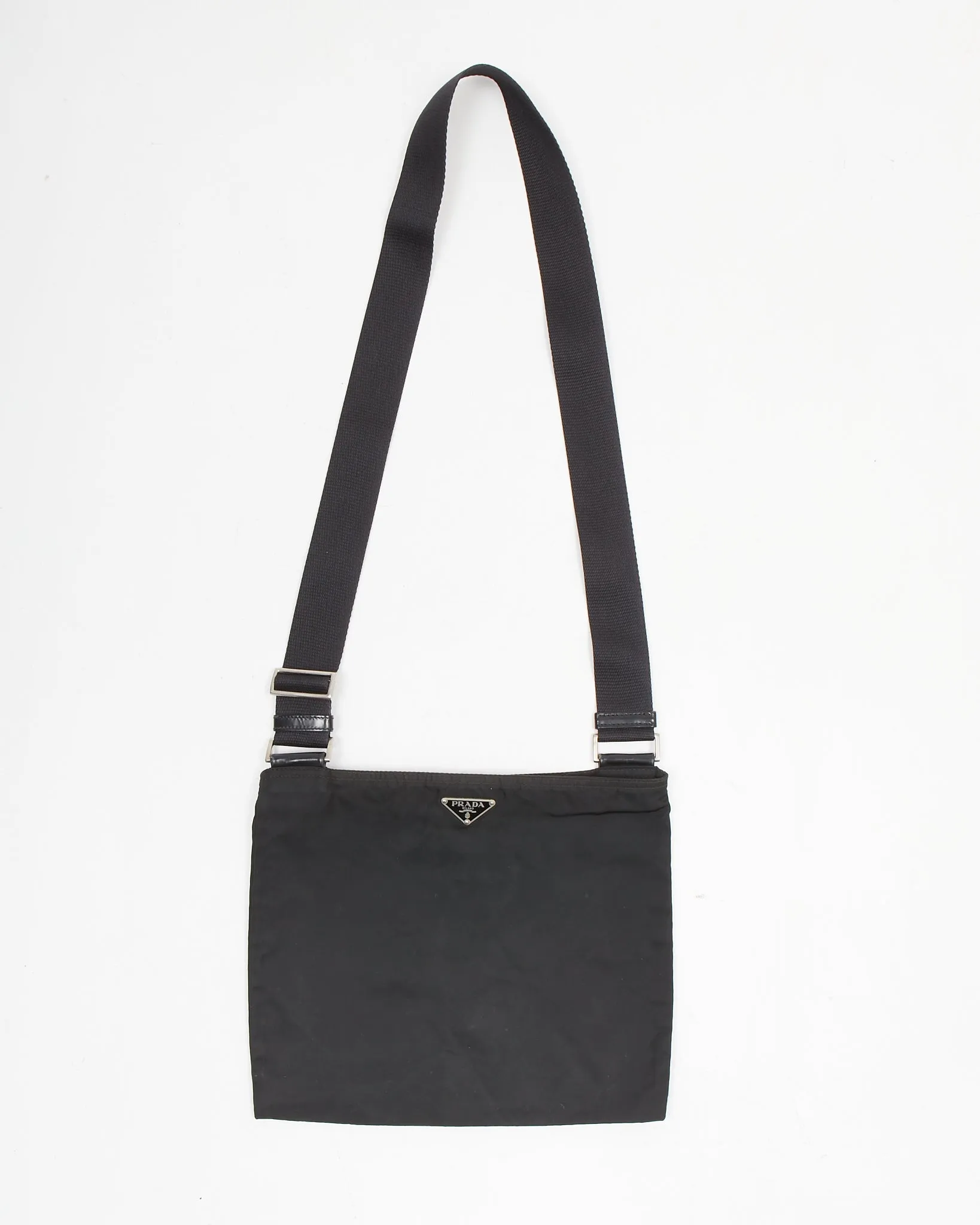 Prada Black Nylon Tessuto Flat Crossbody Bag