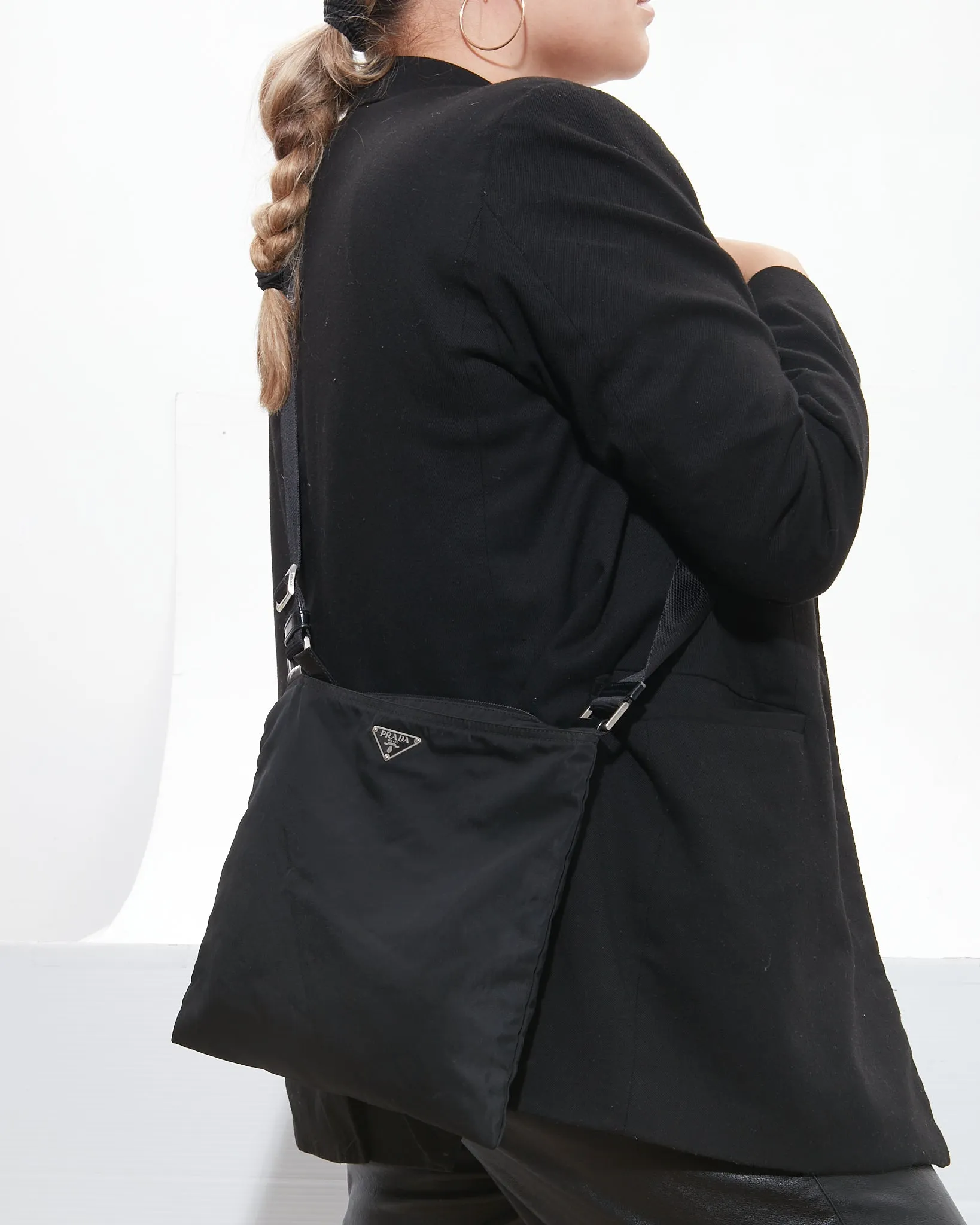 Prada Black Nylon Tessuto Flat Crossbody Bag