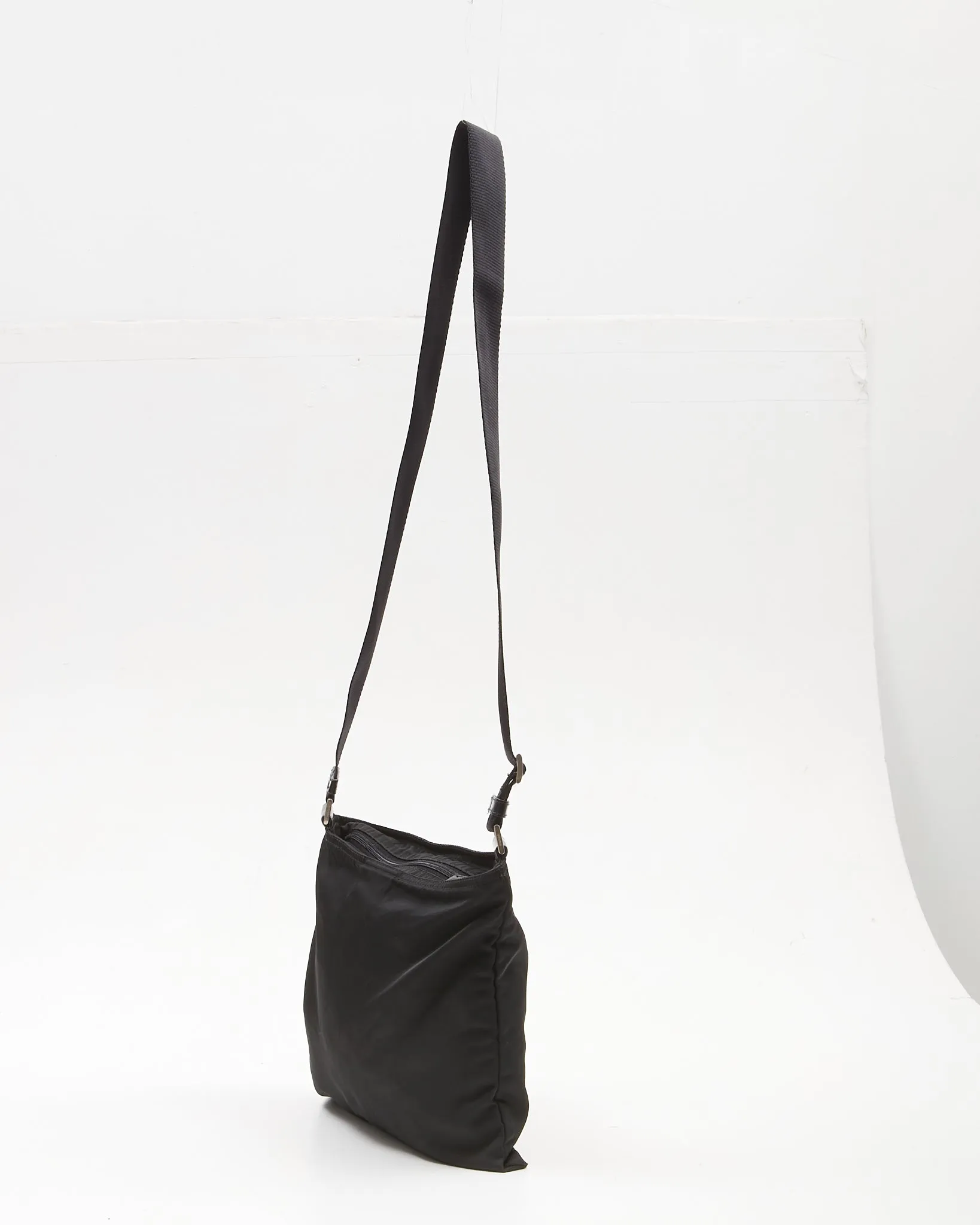 Prada Black Nylon Tessuto Flat Crossbody Bag