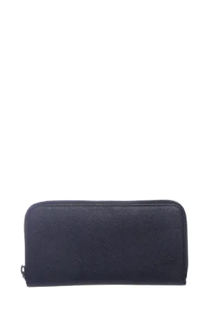 Prada Black Saffiano Leather Zip Around Wallet
