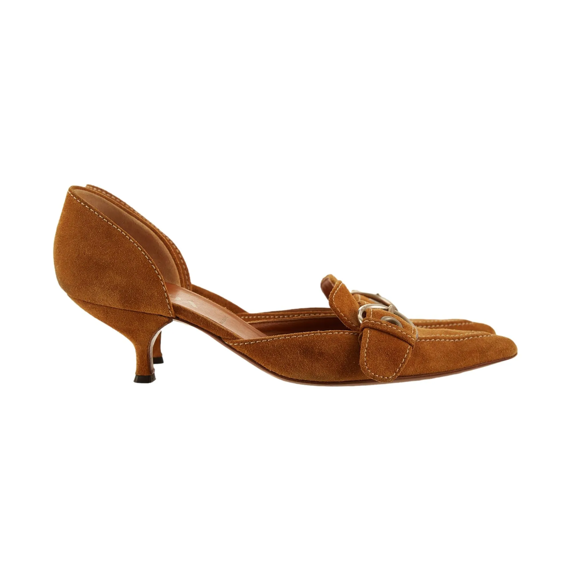Prada Brown Suede Kitten Heels