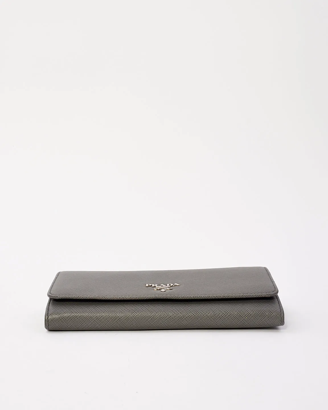 Prada Grey Saffiano Leather Large Long Wallet