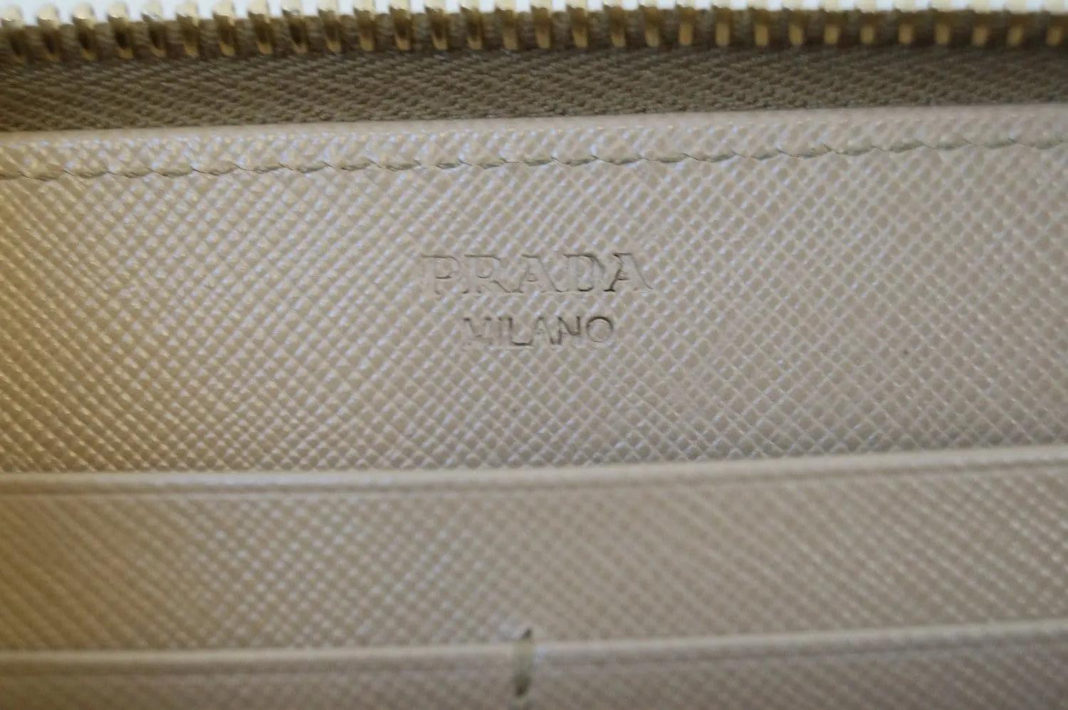 Prada Saffiano Zip-Around Beige Ladies Wallet - Sale