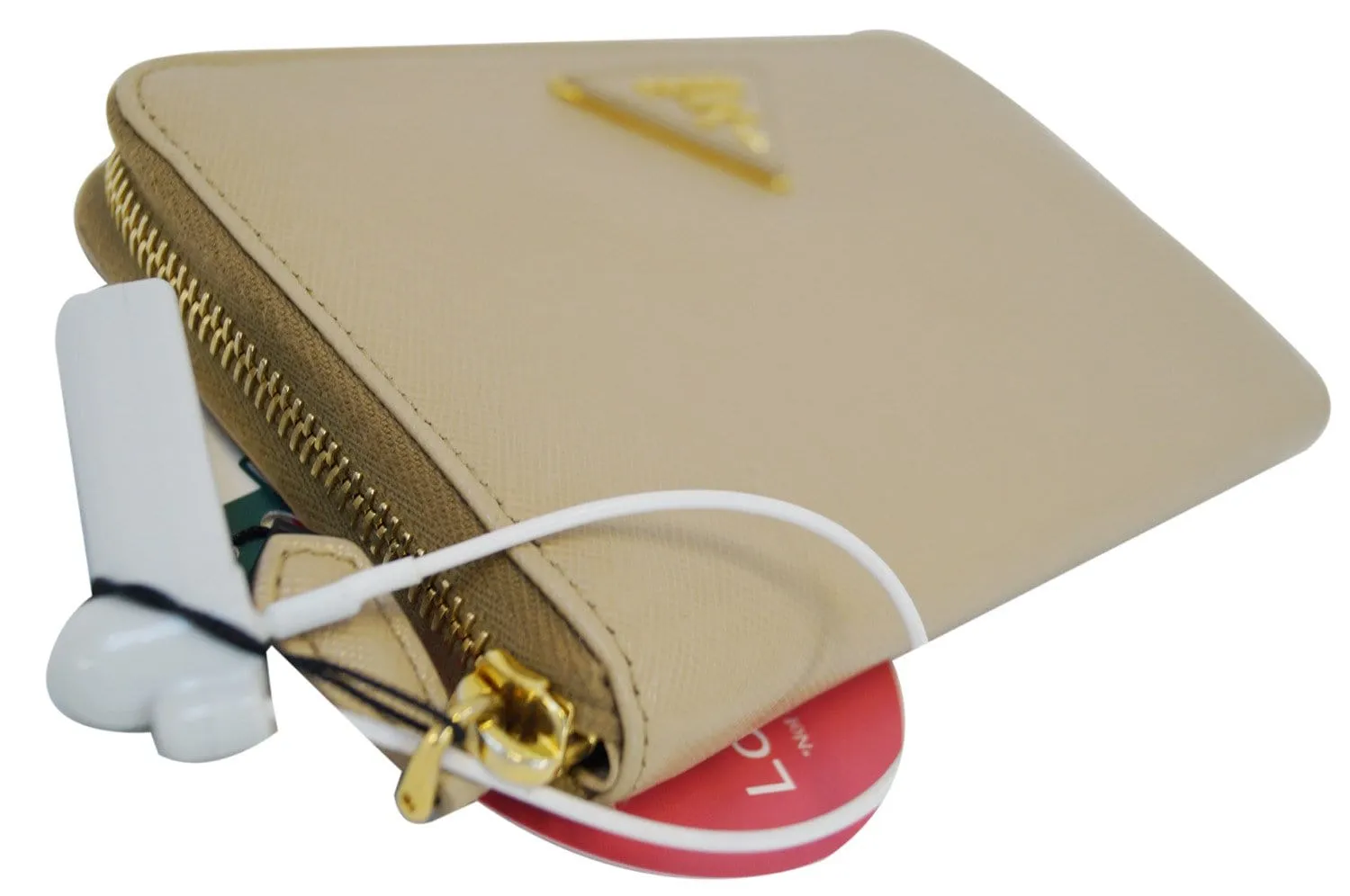 Prada Saffiano Zip-Around Beige Ladies Wallet - Sale